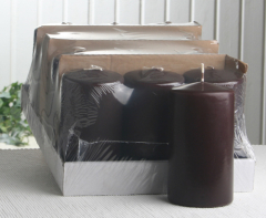 Sparpack: 12x Stumpenkerze 13 x 7 cm Ø, moccabraun