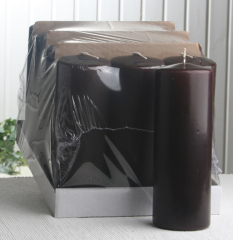Sparpack: 12x Stumpenkerze 20 x 7 cm Ø, moccabraun