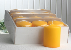 Sparpack: 12x Stumpenkerze 10 x 8 cm Ø, goldgelb