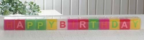 Kerzenwürfel-Schriftzug "Happy Birthday"