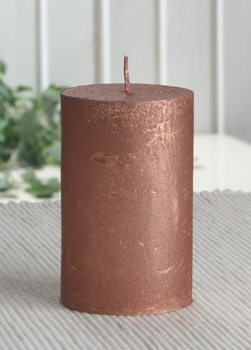 Rustik-Stumpenkerze, 8 x 5 cm Ø, kupfer-metallic