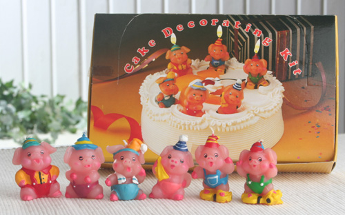 24er-Packung Mini-Geburtstagskerzen, Tiermotive "Oink, Oink..."