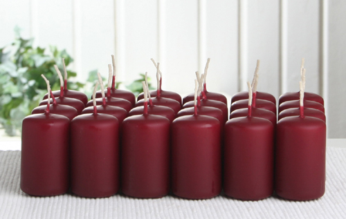 1-B-Ware: Baumkerzen / Mini-Stumpen 5x3 cm (24er Pack), bordeaux