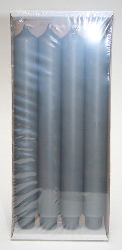 4x Stabkerze mit Zapfenfuß / Punchkerze, 25x3 cm, anthrazit-grau