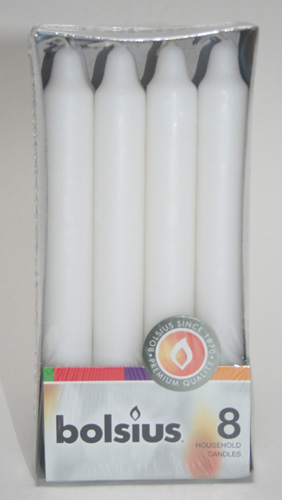 8er-Pack Bolsius-Haushaltskerzen / Kronenkerzen, Weiß