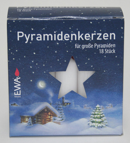 EWA-Pyramidenkerzen (18er Pack), 10,5 x 1,7 cm Ø (dick), Weiß