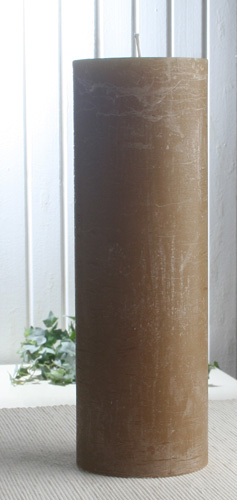 Rustik-Stumpenkerze, 30 x 10 cm Ø, hell-oliv (Fehlfarbe)
