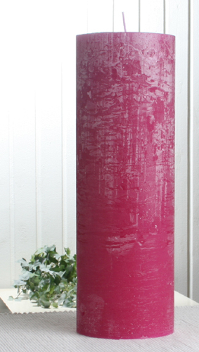 1-B-Ware!!! Rustik-Stumpenkerze, 30 x 10 cm Ø, fuchsia