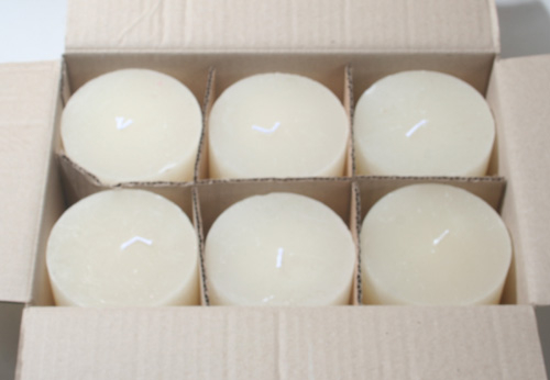 Posten 508: 1-B-Ware, 6 x Rustik-Kerzen 10 x 10 cm Ø, creme