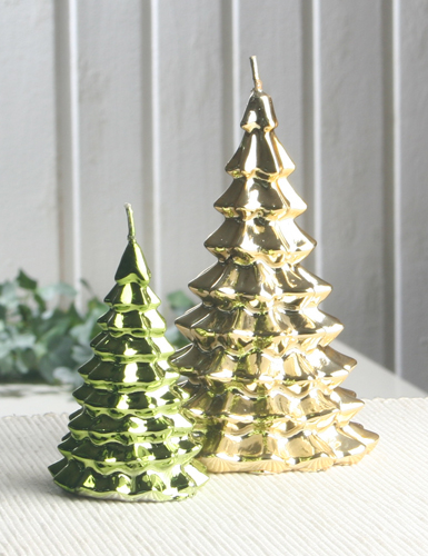 Motivkerze "Tannenbaum, Metallic-Effekt", klein, grün
