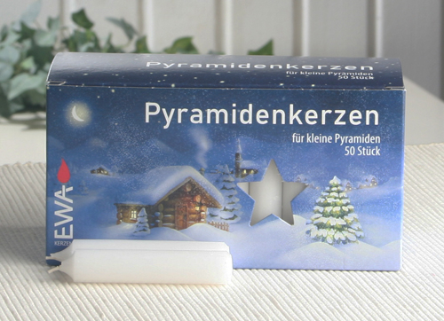 EWA-Pyramidenkerzen (50er Pack), 7,4 x 1,4 cm Ø (dünn), Weiß