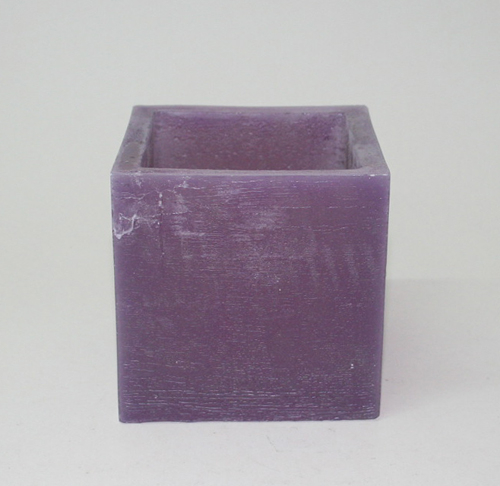 Posten 526: 1-B-Ware, Wachswindlicht, viereckig, 10 x 10 x 10 cm, lila-violett (Blass)