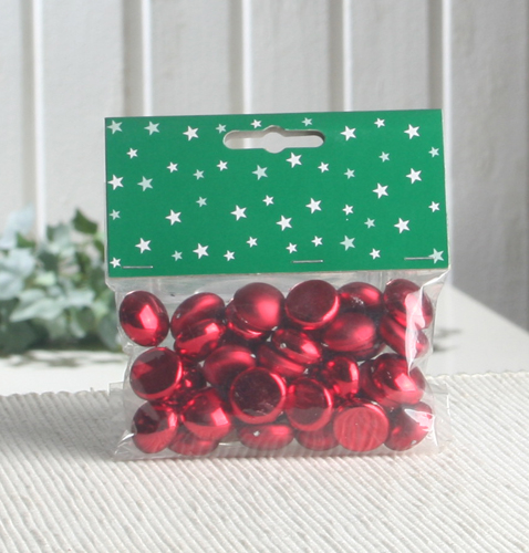 Plastik-Nuggets "Rot", ca. 1,5 cm Ø (32er-Beutel), glänzend/matt