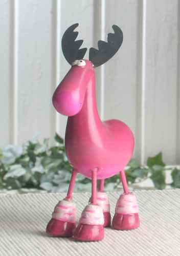 Elch "Rudi" mit Metallohren, mittel, Pink