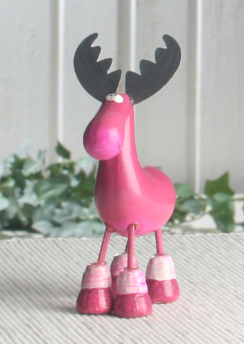 Elch "Rudi" mit Metallohren, klein, Pink