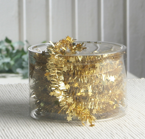Lametta-Girlande mit Sternen "Gold", 7 Meter in der Dose