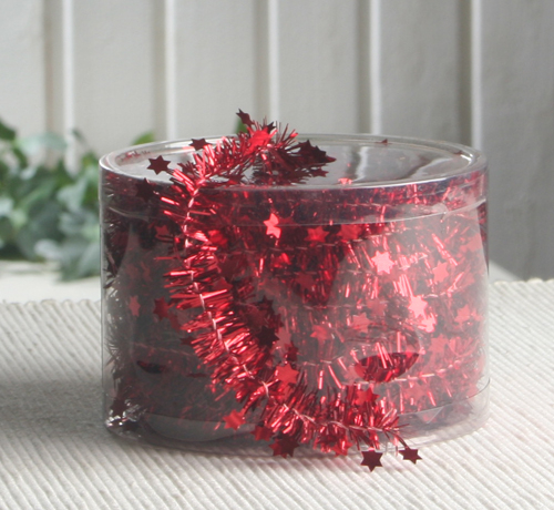 Lametta-Girlande mit Sternen "Rot", 7 Meter