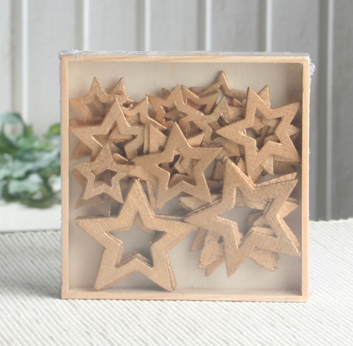 Holzsterne "Silhouette", 3-fach sortiert, gold/spitz