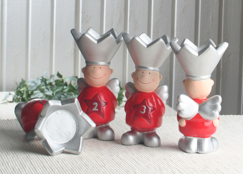 4er-Kerzenhalter "Advents-JUNGE" rot, KLEIN 4er-Kerzenhalter "Advents-JUNGE" rot, KLEIN
