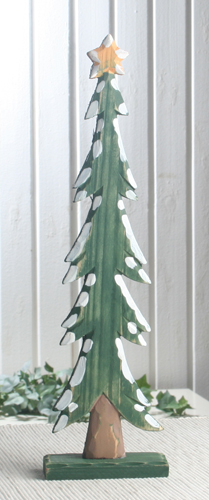 Holz-Christbaum mit gelben Stern