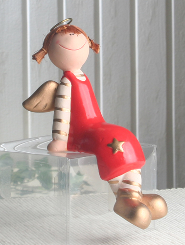 Keramik-Engel "Frieda", Kantenhocker, geringelt, mittel