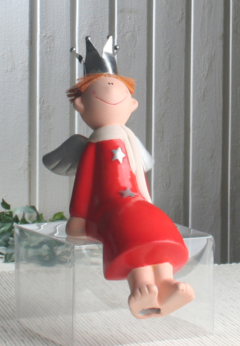 Keramik-Engel "Ben", Kantenhocker, rot