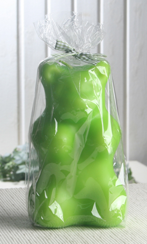 Dekokerze "Bärchen", GROSS, grün