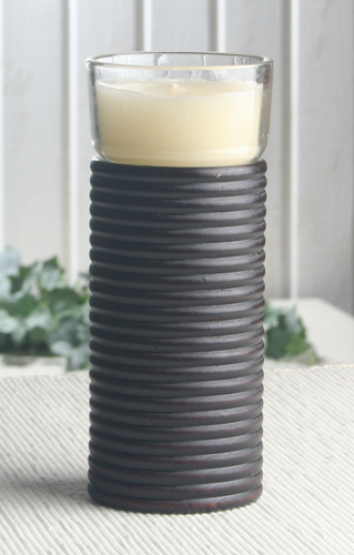 Deko-Holzsäule mit Kerzenglaseinsatz