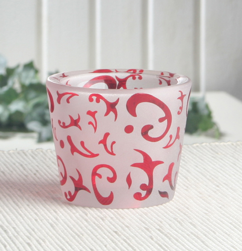 Teelichthalter "Ornamente", rot