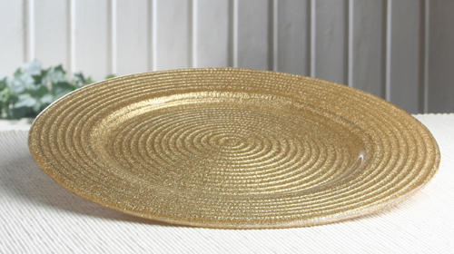 Glitzernder Glasteller "Gold", rund, ca. 27 cm Ø