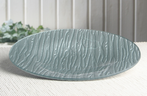 Glas-Teller "Wellen", silber, ca. 22 cm Ø