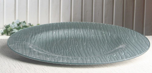 Glas-Teller "Wellen", silber, ca. 35 cm Ø
