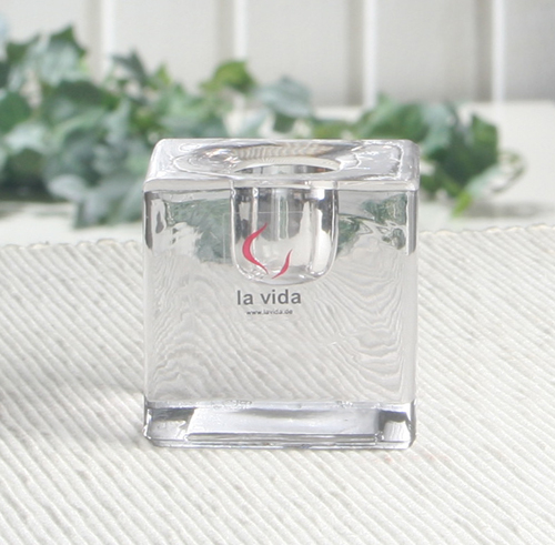 Glas-Kerzenhalter "Kubus", quadratisch, ca. 5,5 x 5,5 cm