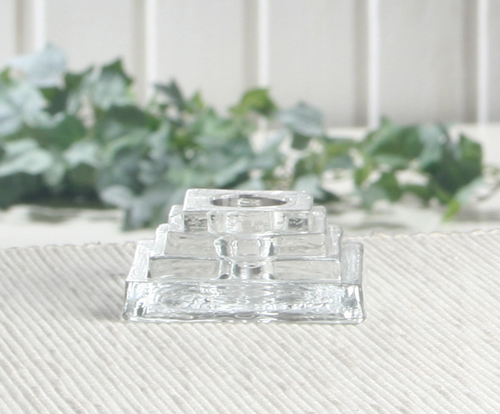 Kerzenhalter "Mexiko", Glas, eckig, ca. 6 x 6 x 2,8 cm
