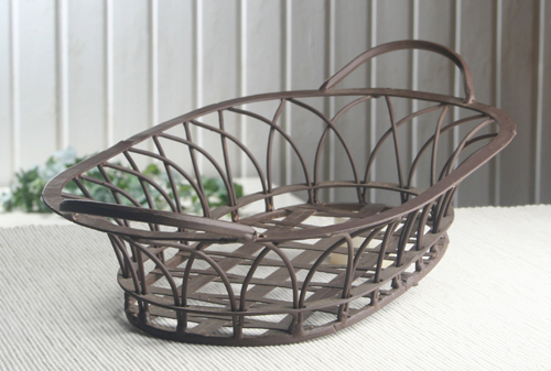 Metallschale/Gitterkorb "KLEIN", oval, antikrost, ca. 42 x 22 x 10 cm (LxBxH)