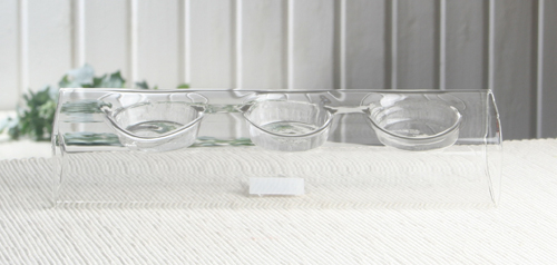 3er-Teelichthalter Tube ECKIG, Glas, ca. Länge 23,5 cm