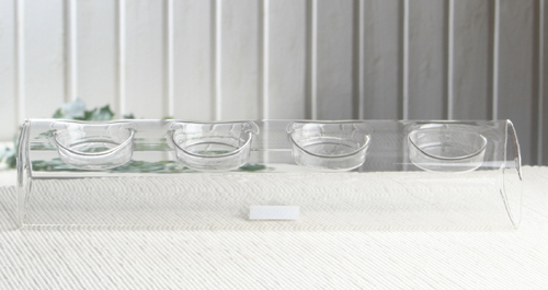 4er-Teelichthalter Tube ECKIG, Glas, ca. Länge 29 cm