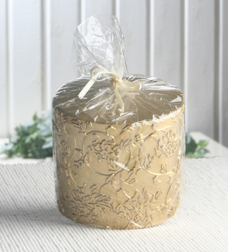 Deko-Stumpenkerze OVAL "Blooming Ornament", ca. 9,5 x 9 cm