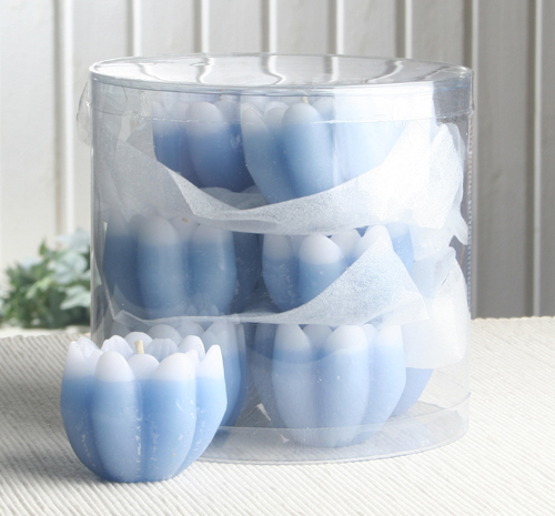 1-B-Ware!!! 12er-Pack Schwimmkerzen "Seerose" mit Duft, Hellblau