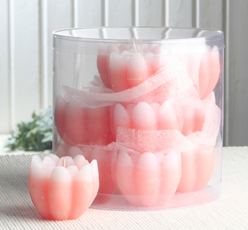 1-B-Ware!!! 12er-Pack Schwimmkerzen "Seerose" mit Duft, Lachs