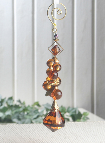 Dekoanhänger "Diamant", klar/bernstein/gold, Länge ca. 17 cm