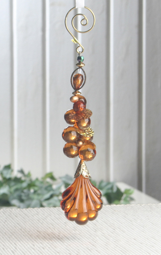 Dekoanhänger "Muschel", klar/bernstein/gold, Länge ca. 19 cm