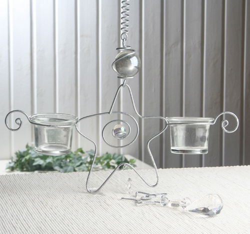 Hängedeko "Stern" mit 2 Kerzengläsern, SILBER/KLAR
