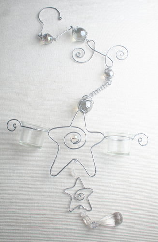 Hängedeko "Stern" mit 2 Kerzengläsern, SILBER/KLAR Hängedeko "Stern" mit 2 Kerzengläsern, SILBER/KLAR