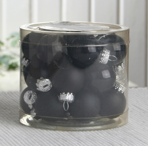 Glaskugeln, 18er-Dose, ca. 3,6-3,8 cm Ø, schwarz-silber glänzend/matt
