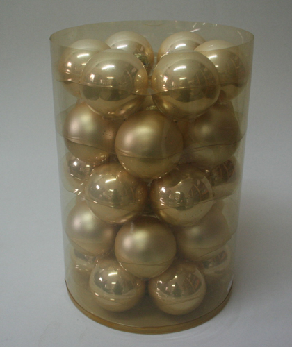 Posten 716: 1-B-Ware, Glaskugeln, 30er-Dose, ca. 6 cm Ø, creme