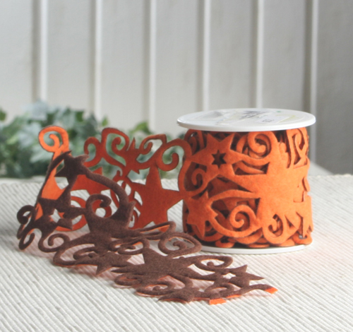 Filzband "Stern", L=200 x B=6 cm, orange/braun