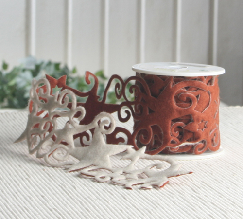 Filzband "Stern", L=200 x B=6 cm, creme/braun