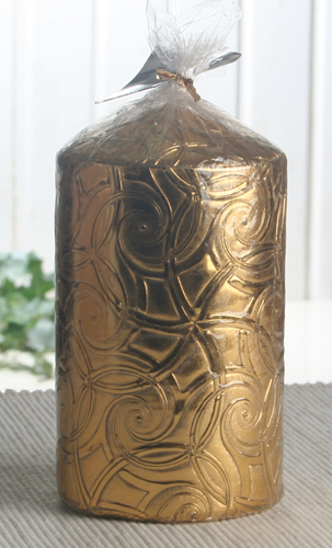 Stumpenkerze "Palazzo" 14 x 8 cm Ø, Gold