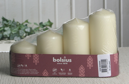 Bolsius-Stumpenkerzen-Advents-Set, 4er Packung, Champagner